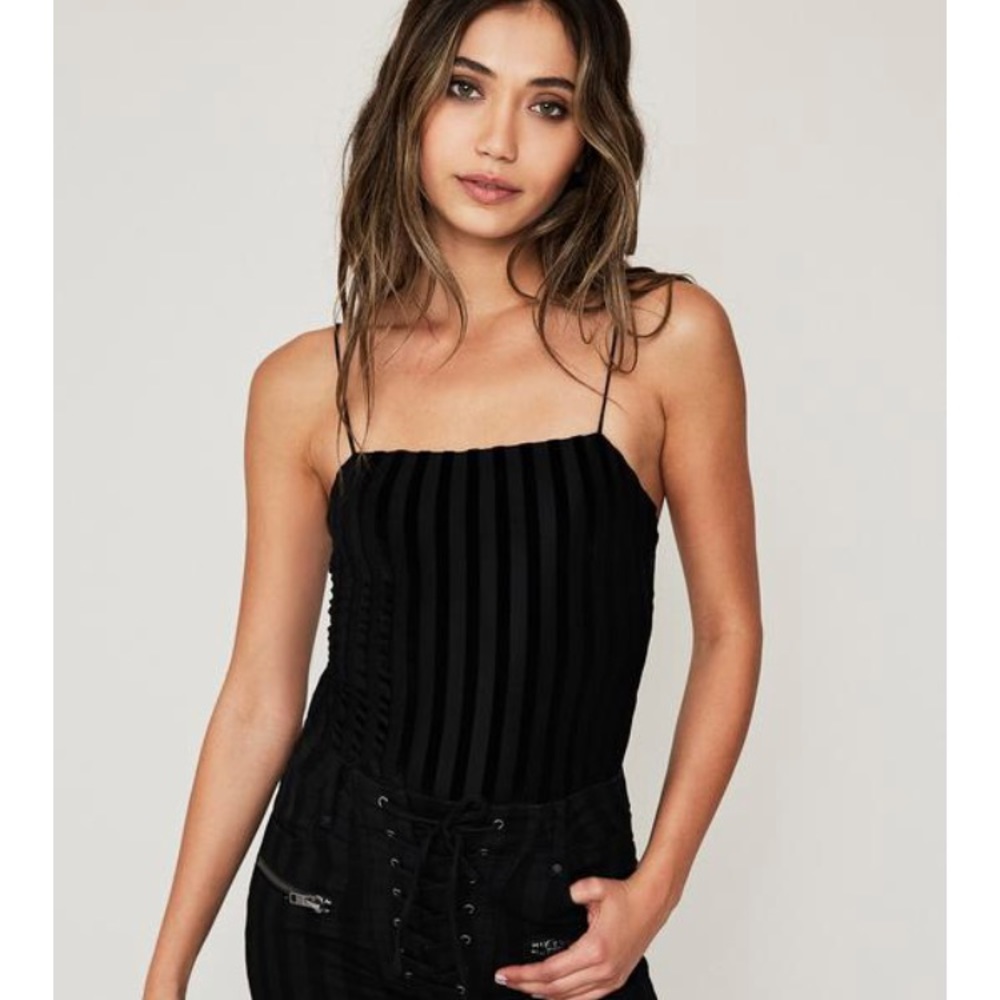 Black Velvet Stripe Body Suit